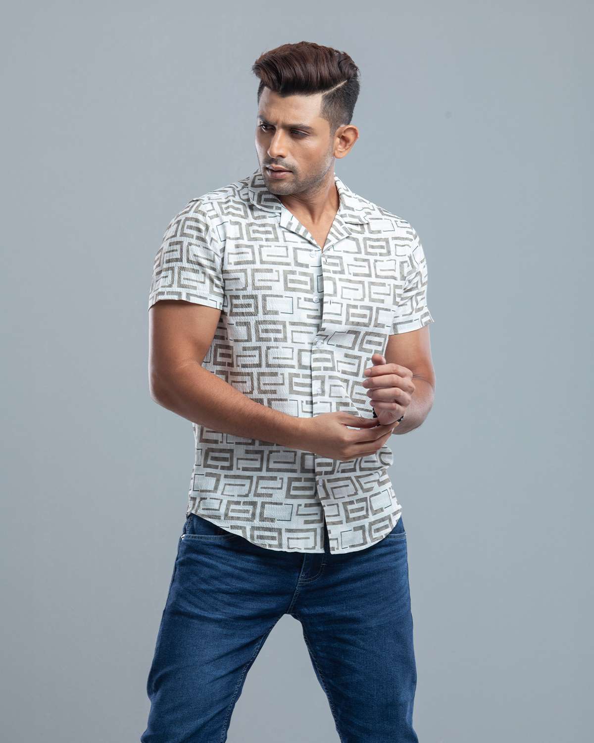 Cuban  Shirt - HW-2516 (Popcorn Fabric)