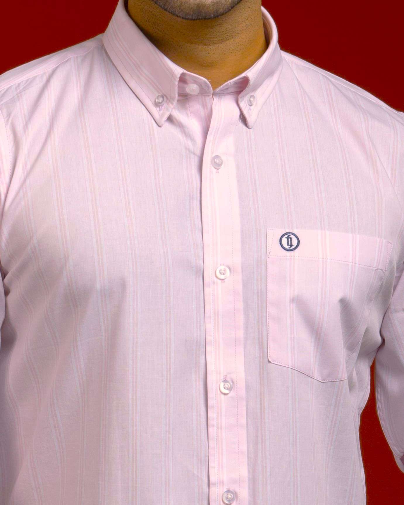 Shirt (NS-043)-Baby Pink Stripe