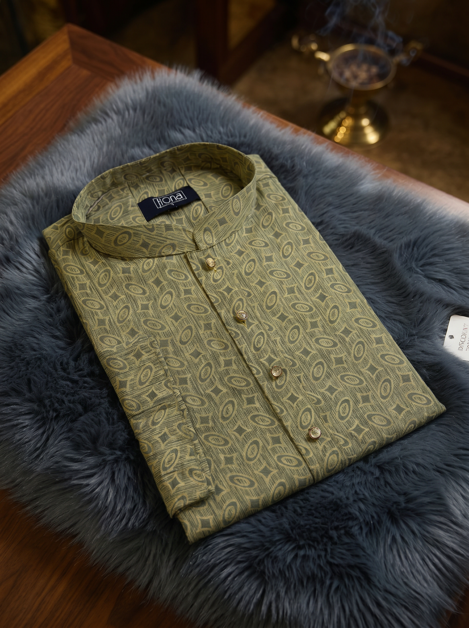 Elegant Panjabi- Golden Olive (FP-2602)