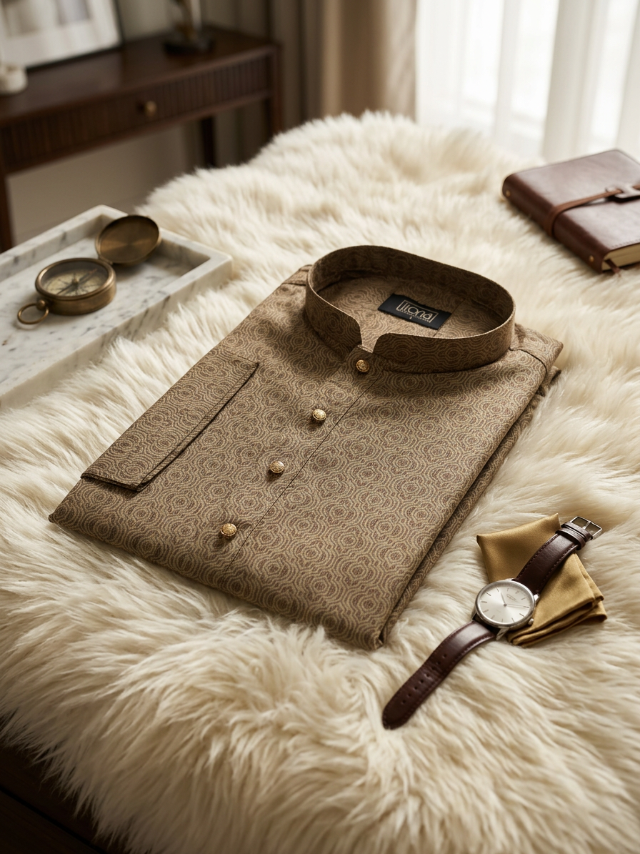Elegant Panjabi- Golden Chocolate (FP-2605)