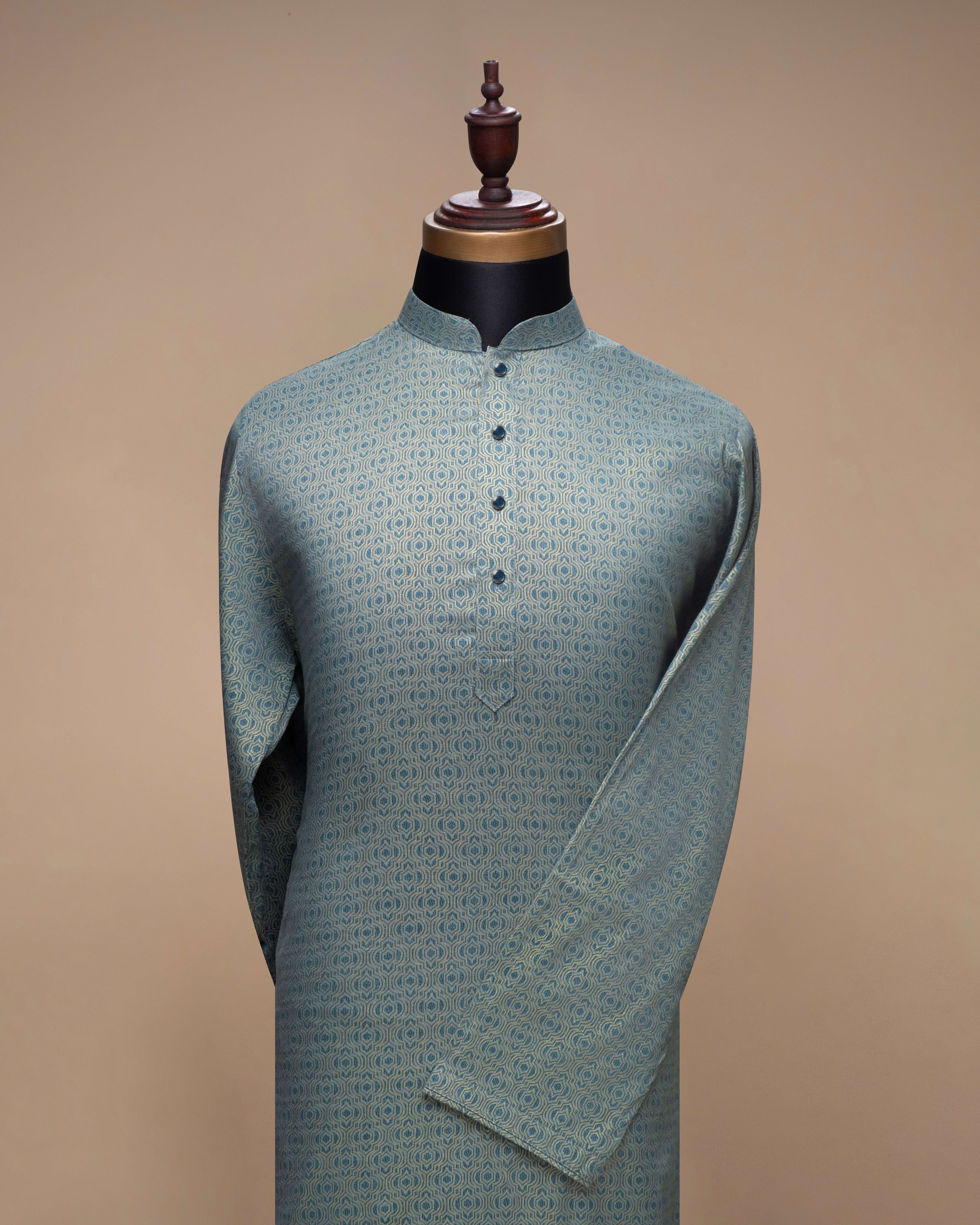 Elegant Panjabi- Golden Green (FP-2604)