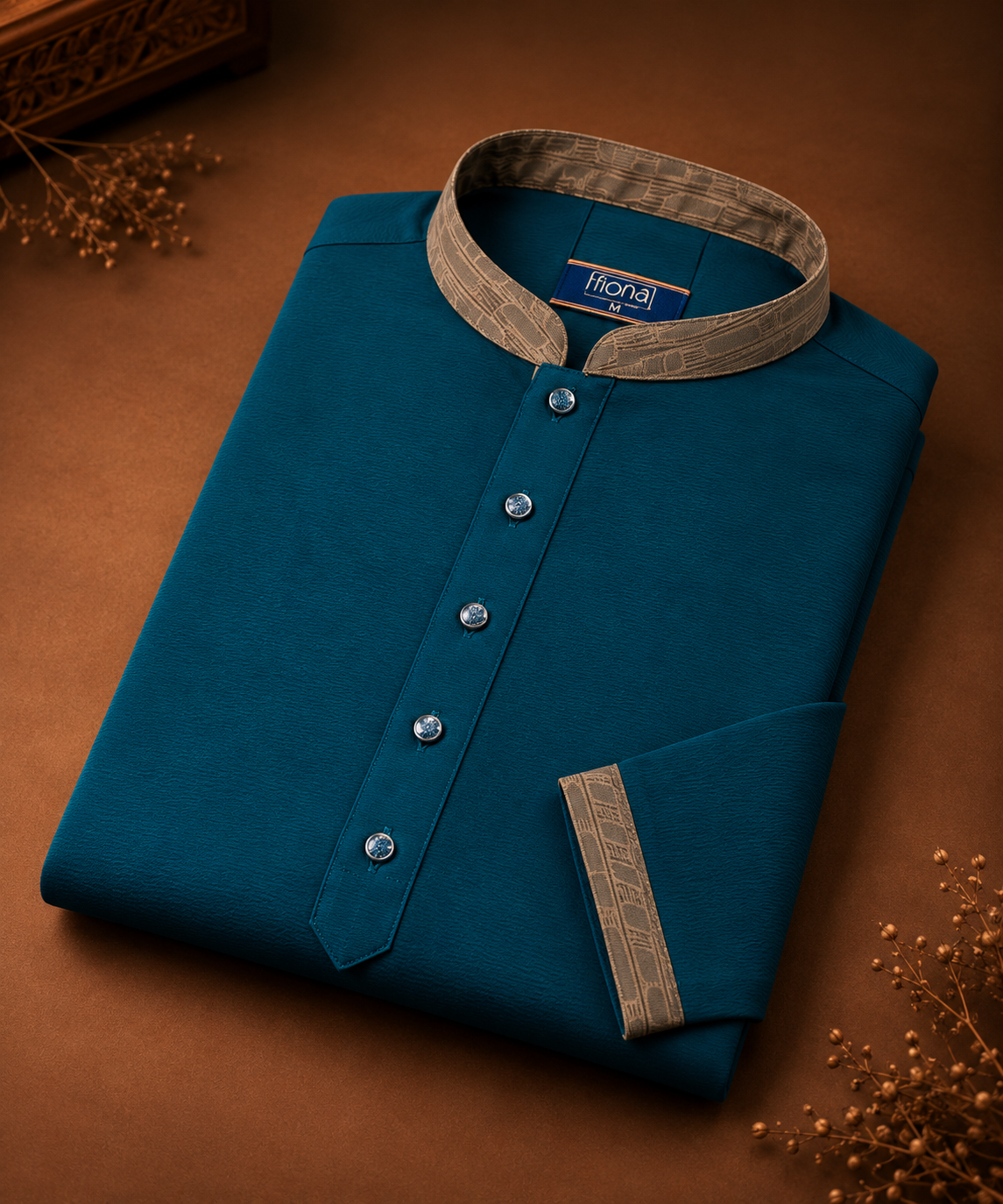 Premium Panjabi - Teal Blue (FP-2610)