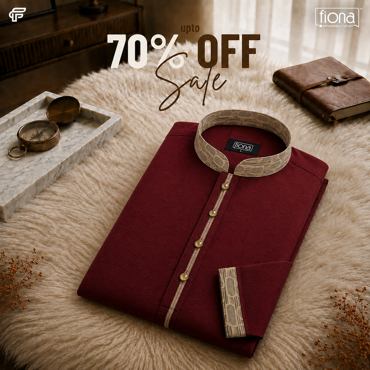 Premium Panjabi - Maroon (FP-2607)