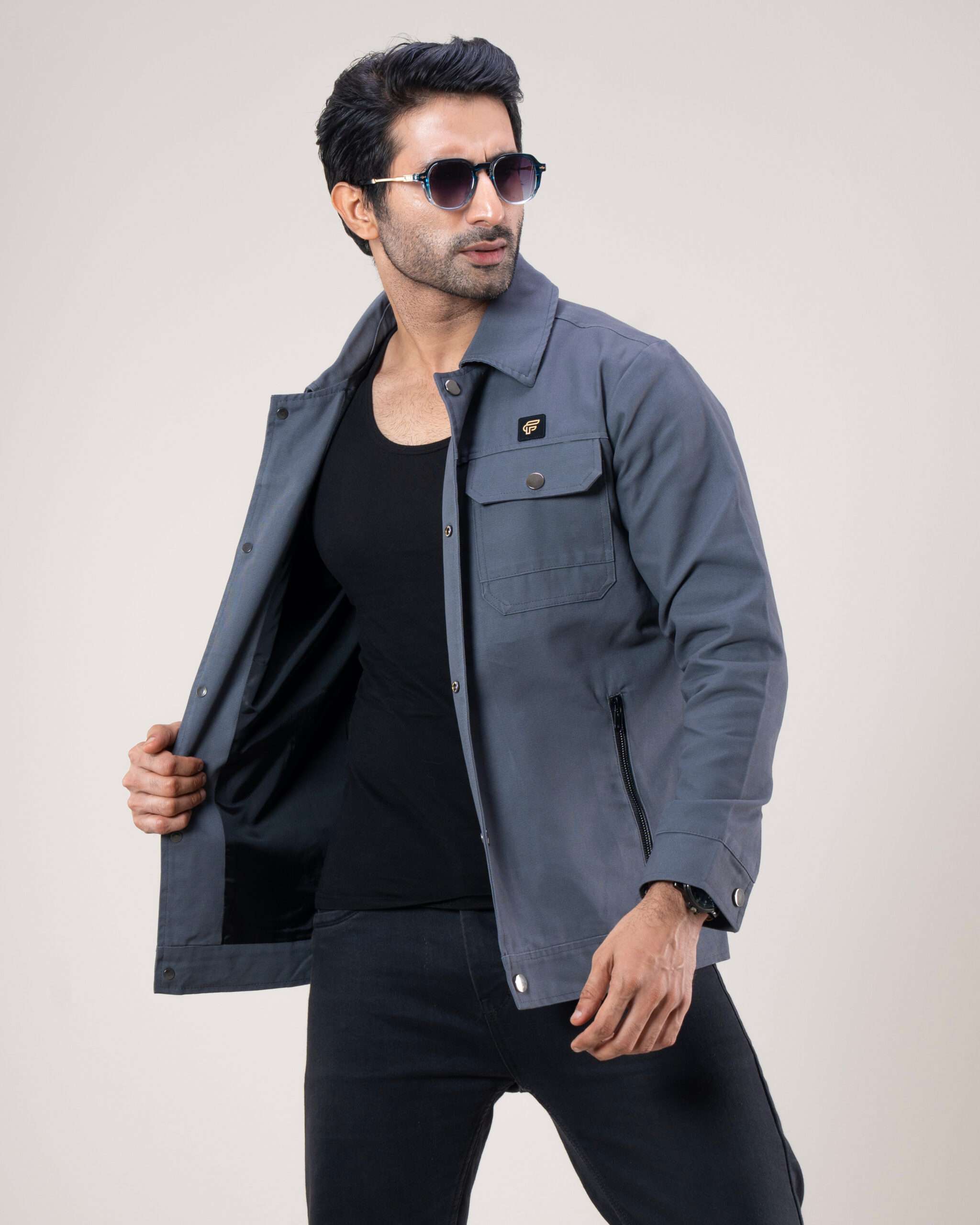 Twill Button Jacket (JB-2510) – Ash