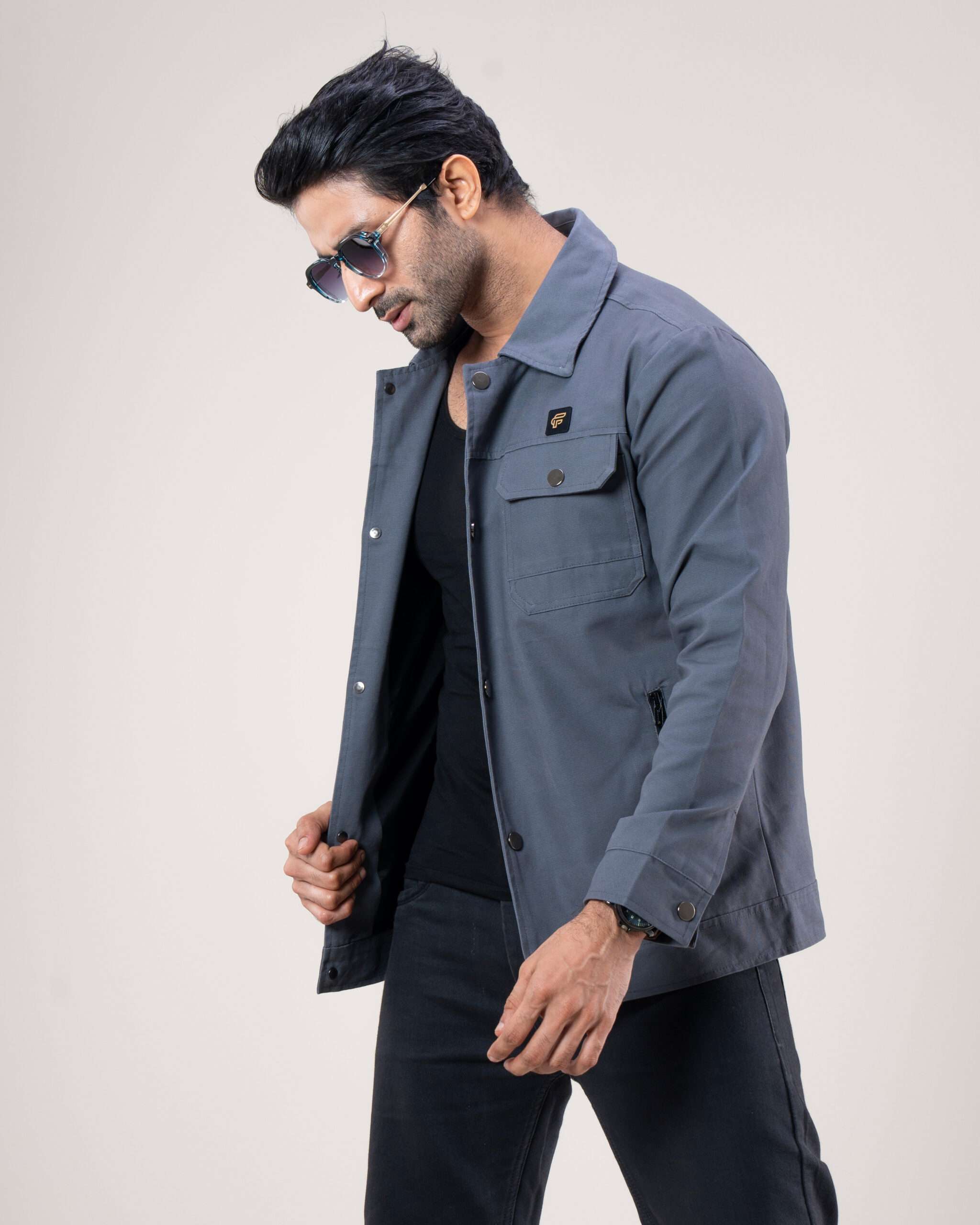 Twill Button Jacket (JB-2510) – Ash