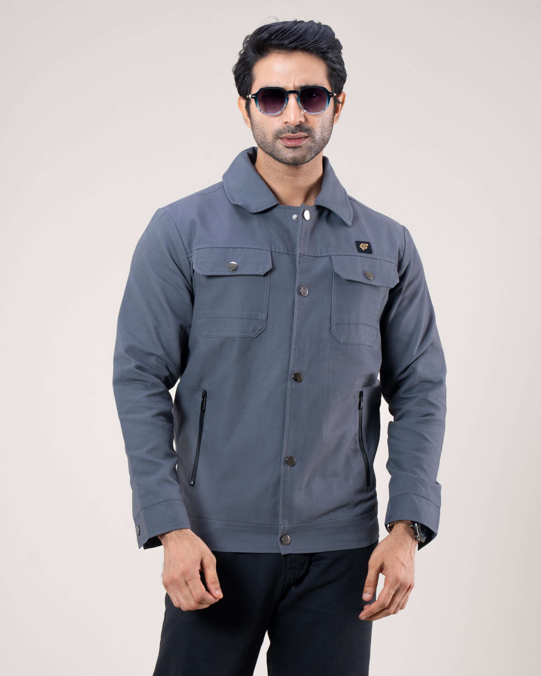 Twill Button Jacket (JB-2510) – Ash