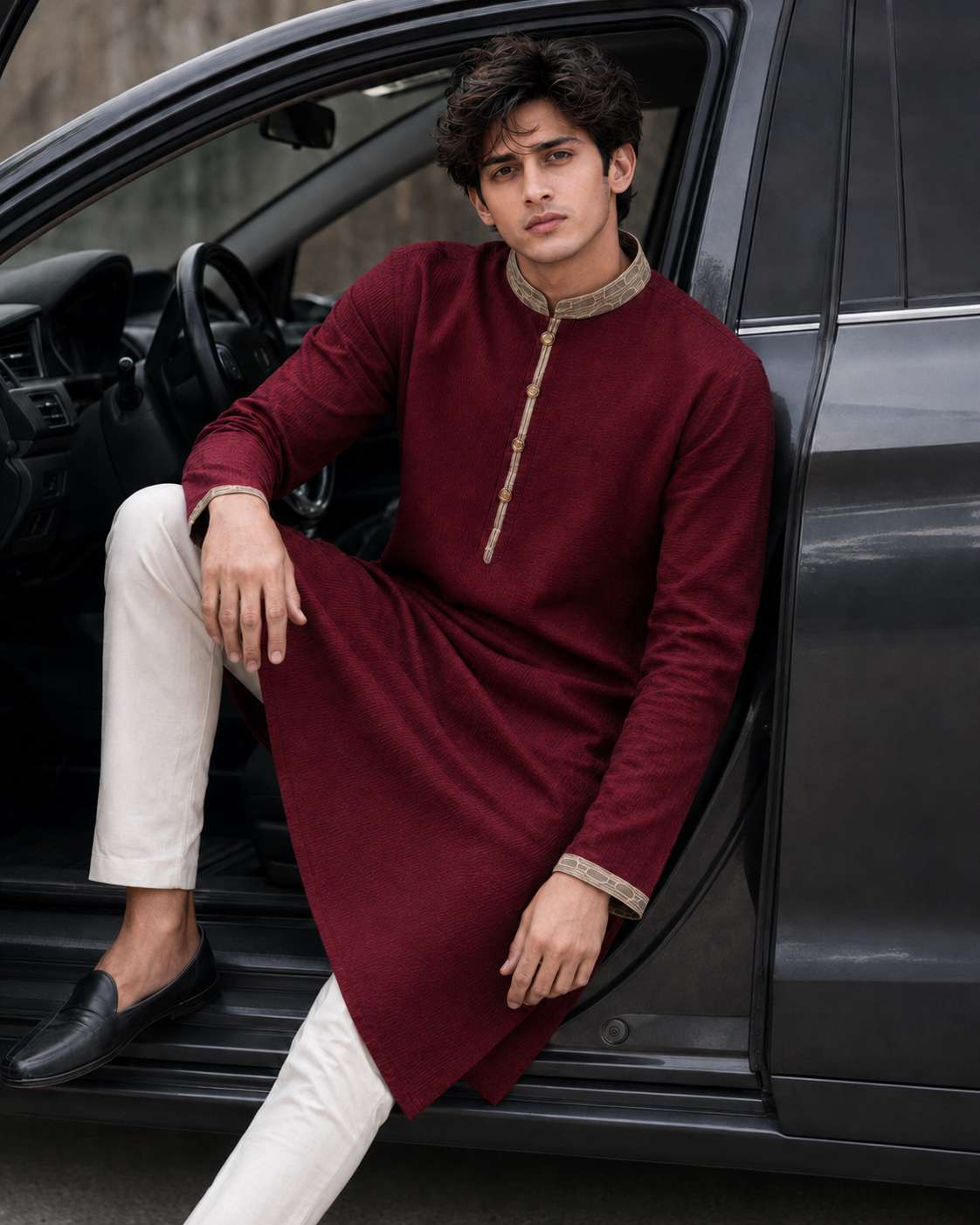 Premium Panjabi - Maroon (FP-2607)