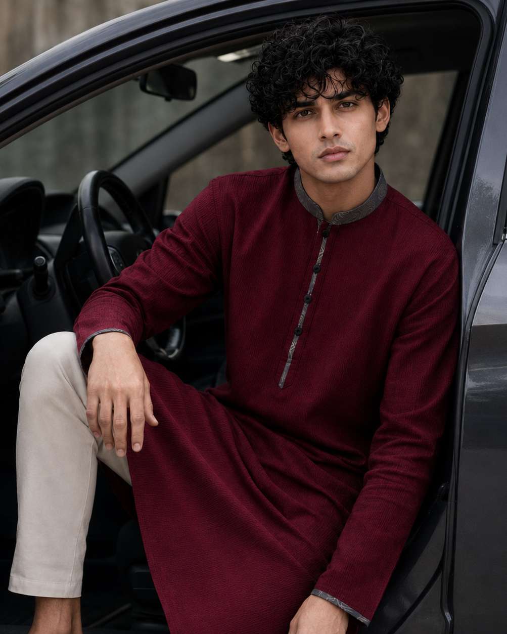 Premium Panjabi - Maroon (FP-2607)