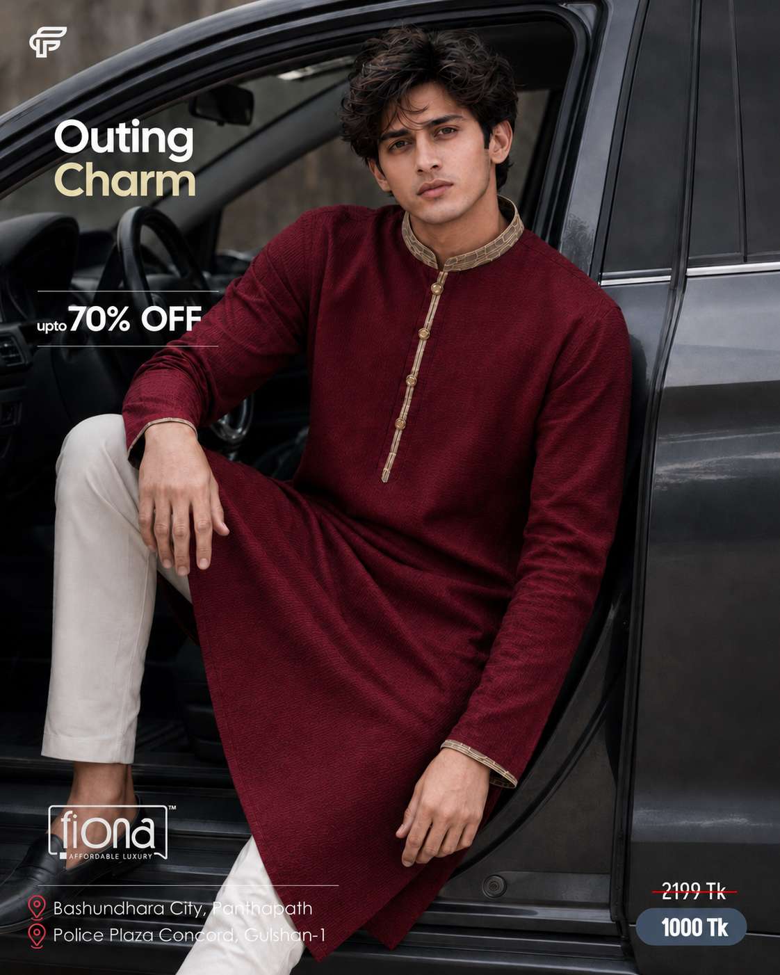 Premium Panjabi - Maroon (FP-2607)