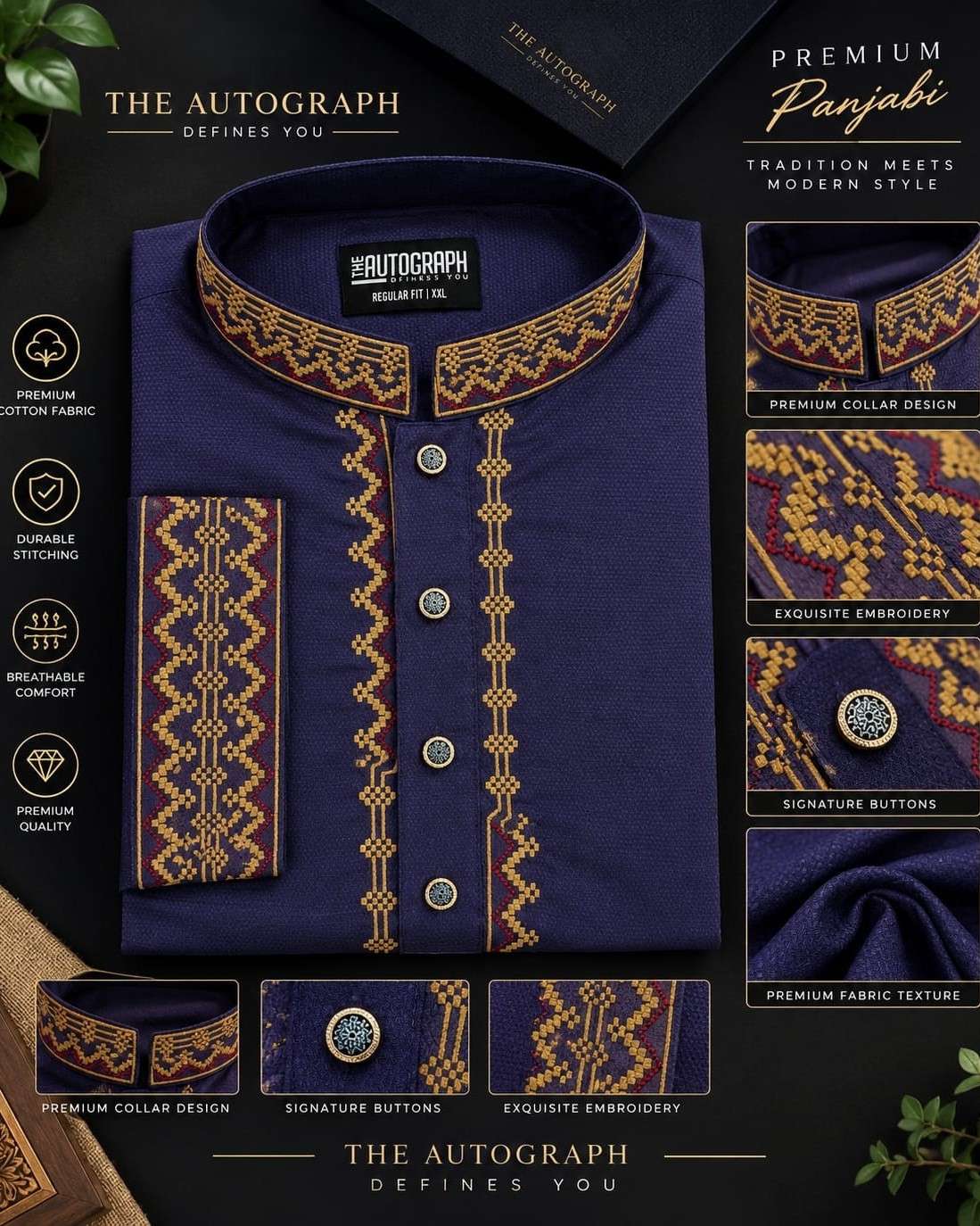 Premium Cotton Embroidered Panjabi (PN-150)