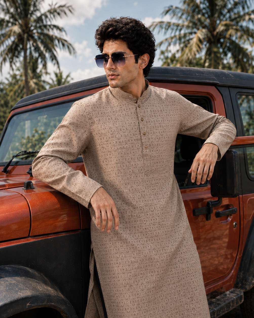 Elegant Panjabi- Golden Chocolate (FP-2605)