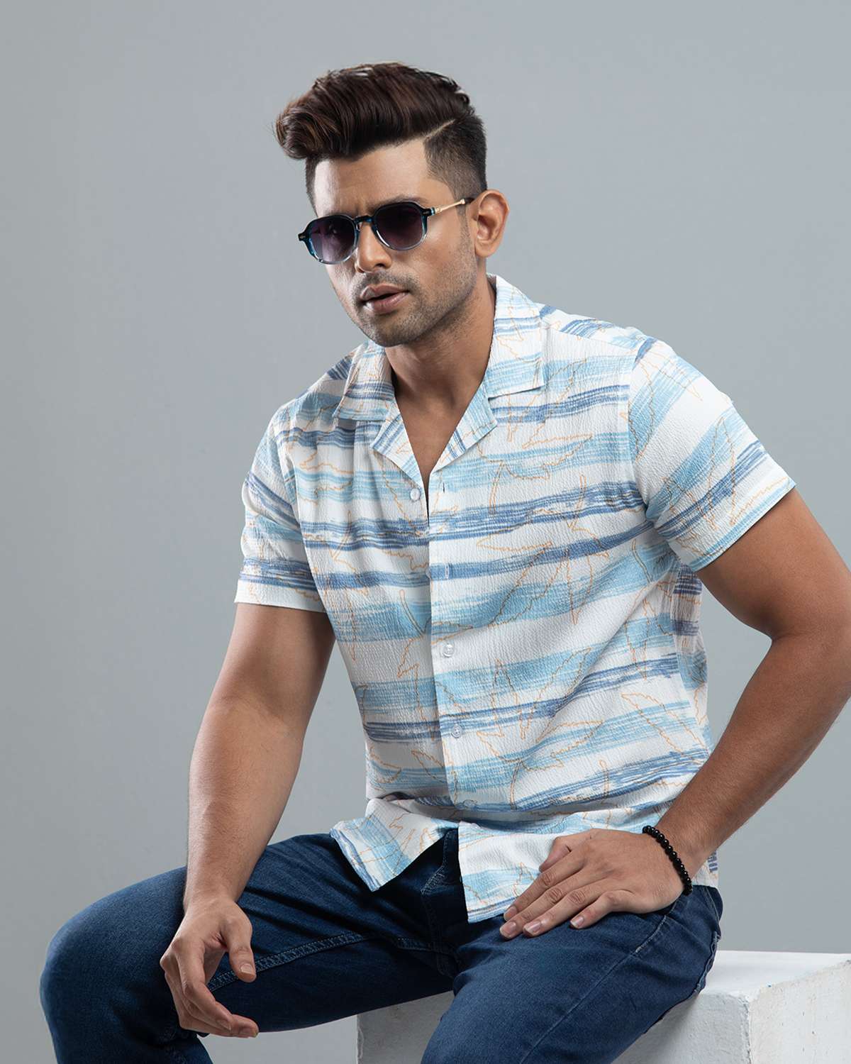 Cuban  Shirt - HW-2525 (Popcorn Fabric)