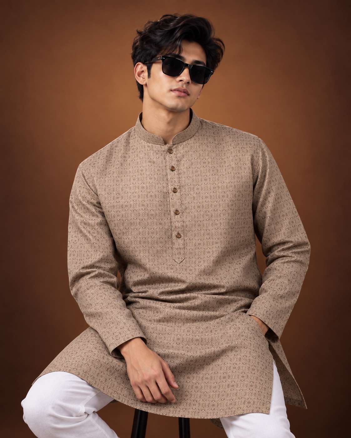 Elegant Panjabi- Golden Chocolate (FP-2605)