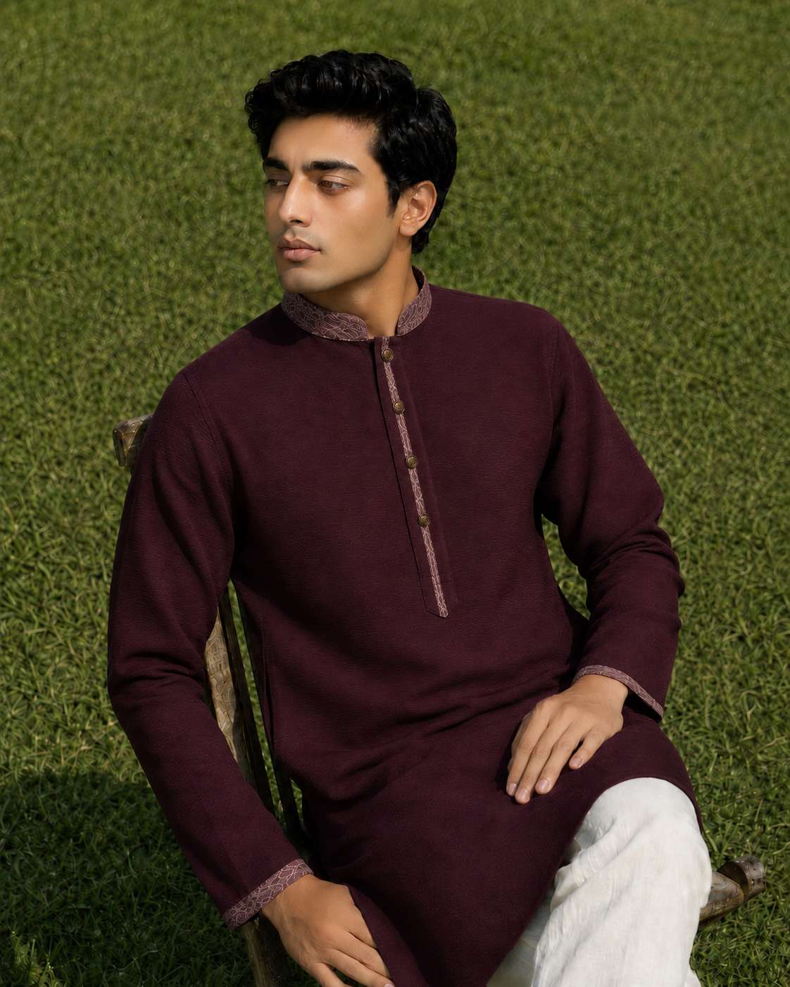 Premium Panjabi - Dark Maroon (FP-2612)