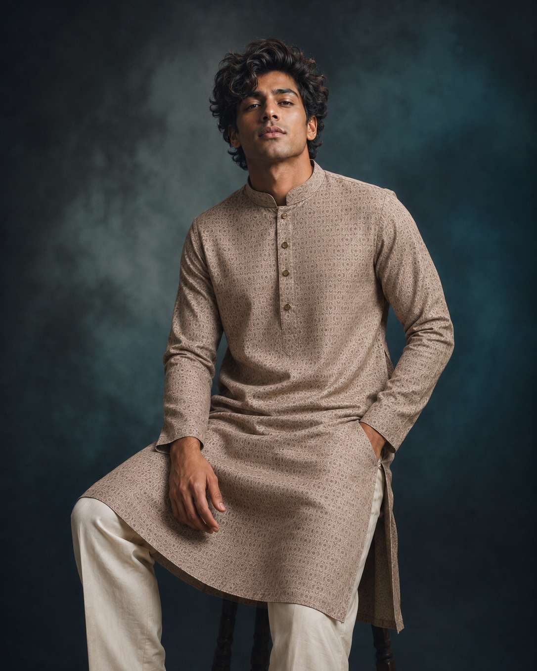 Elegant Panjabi- Golden Chocolate (FP-2605)