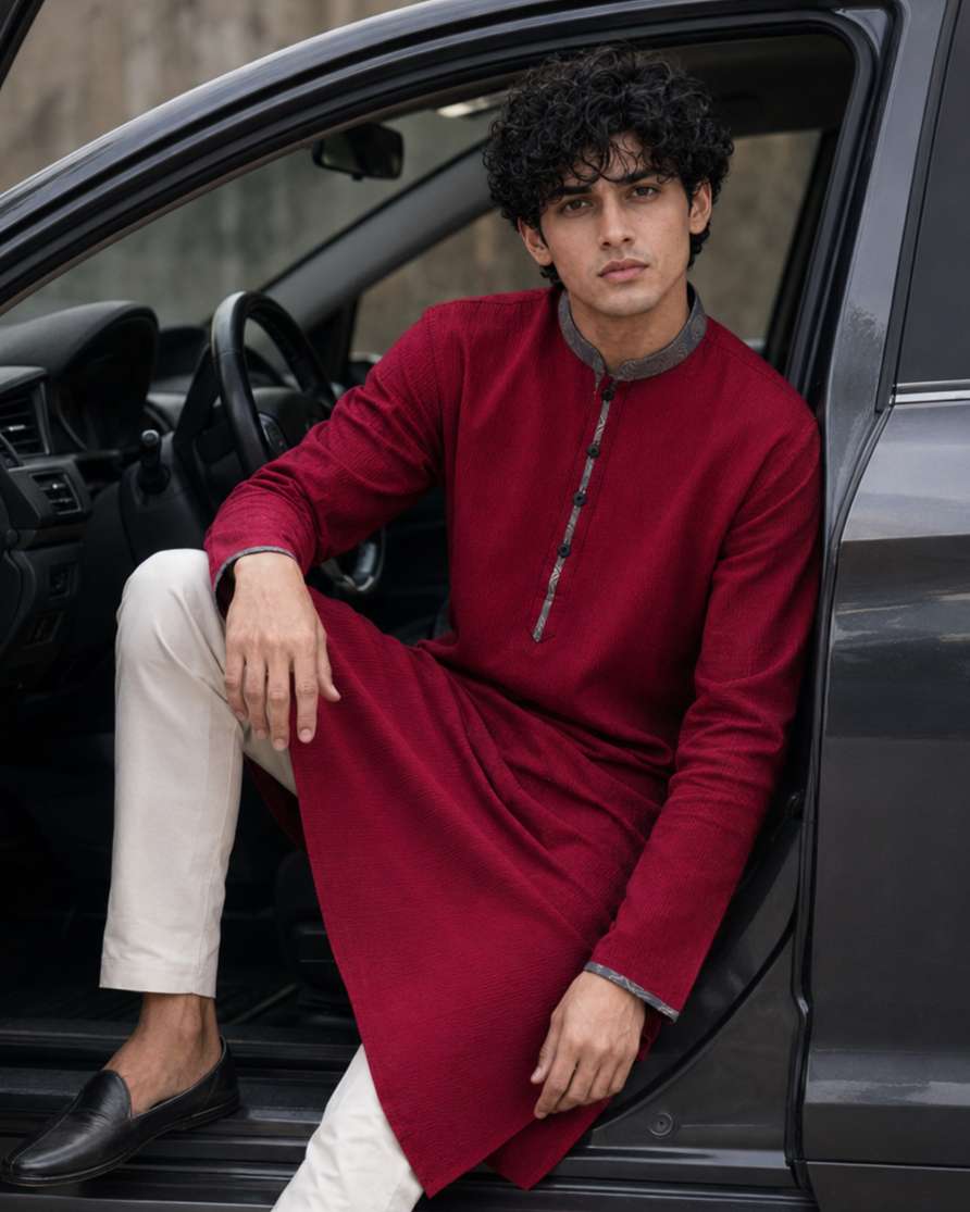 Premium Panjabi - Maroon (FP-2607)