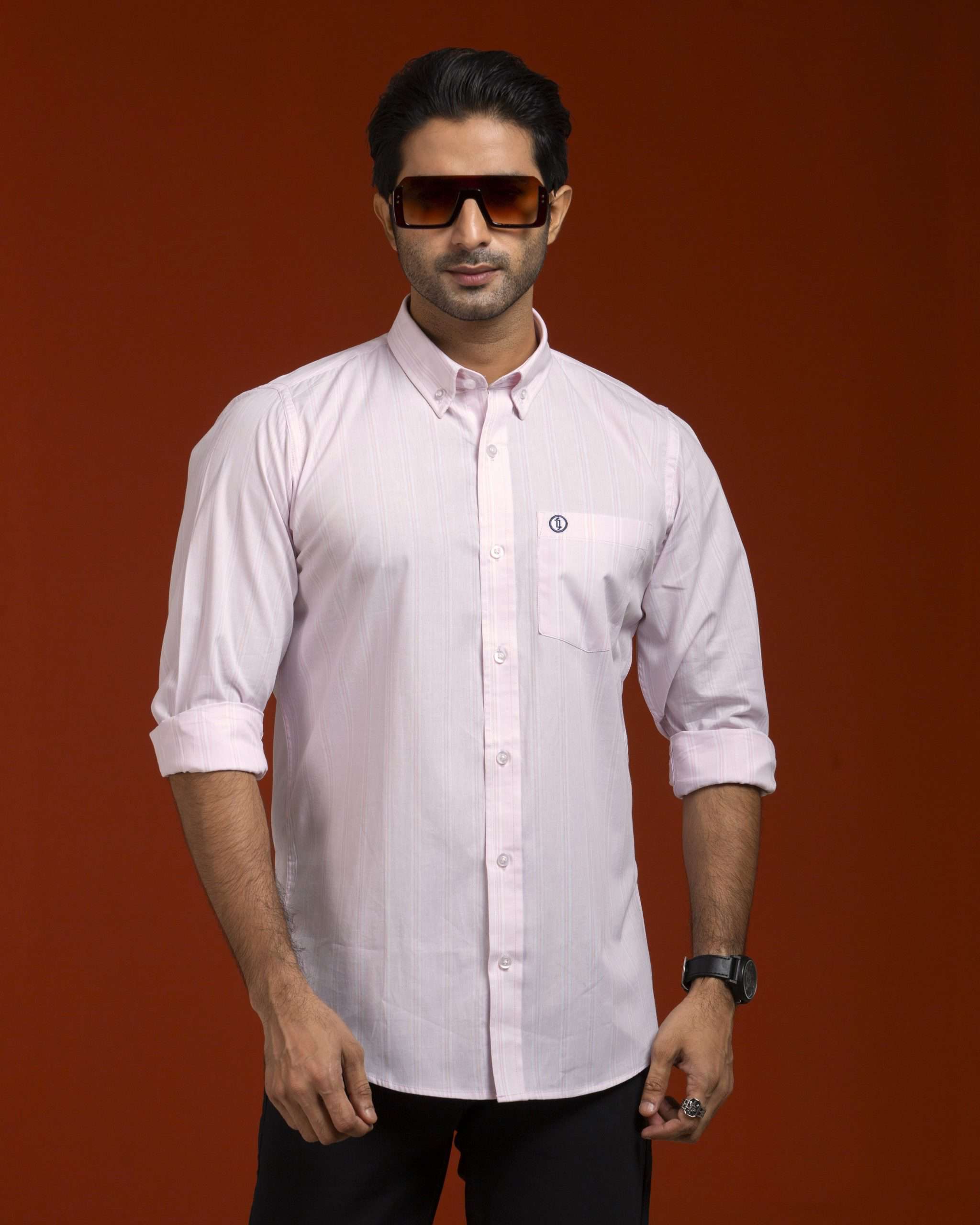 Shirt (NS-043)-Baby Pink Stripe