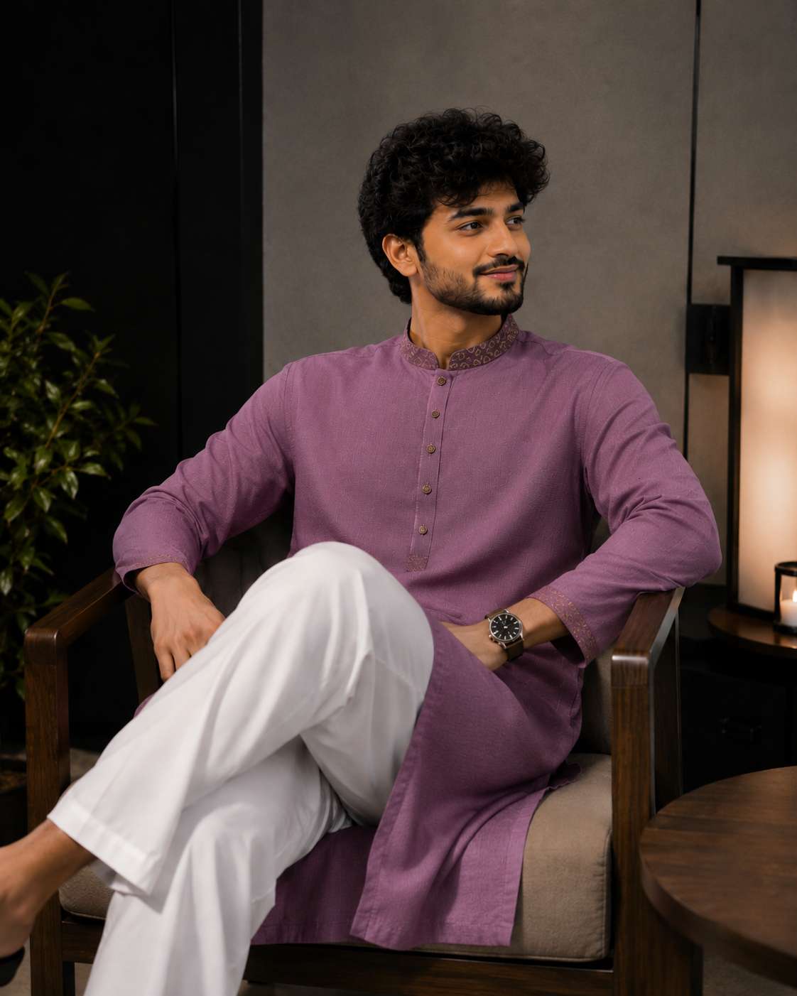 Premium Panjabi - Mauve Purple (FP-2609)